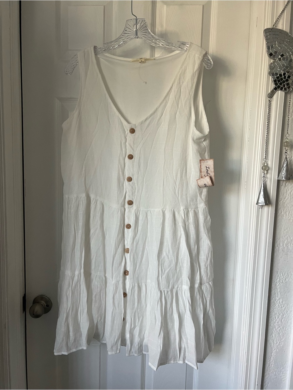 Indigo Rose White Tiered Sleeveless Dress